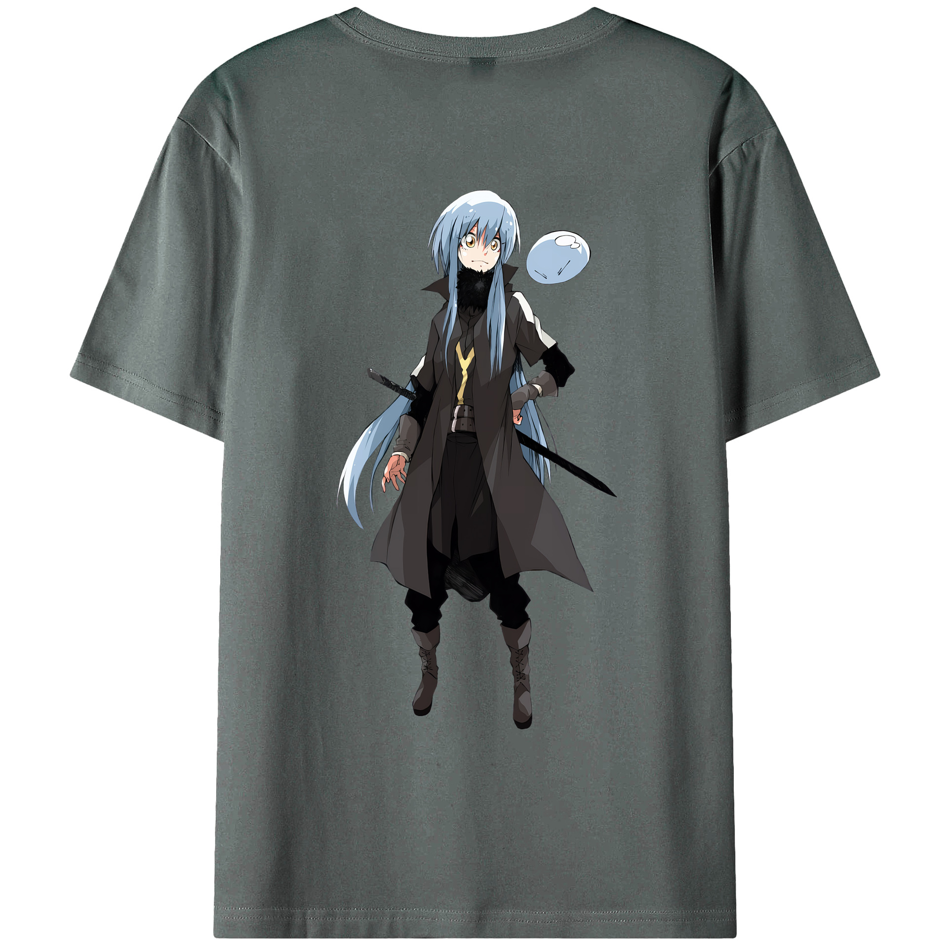 （画像用） 転スラ Regarding Reincarnated to Slime 綿100％ メンズ半袖Tシャツ（バックプリント） 通気性